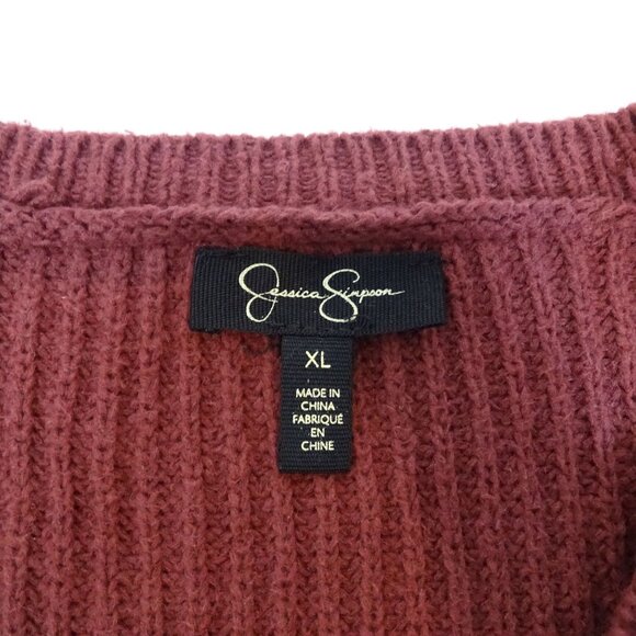 Jessica Simpson Seana Burgundy Wine Red V-Neck Sweater Women Size XL Long Sleeve - Picture 3 of 9